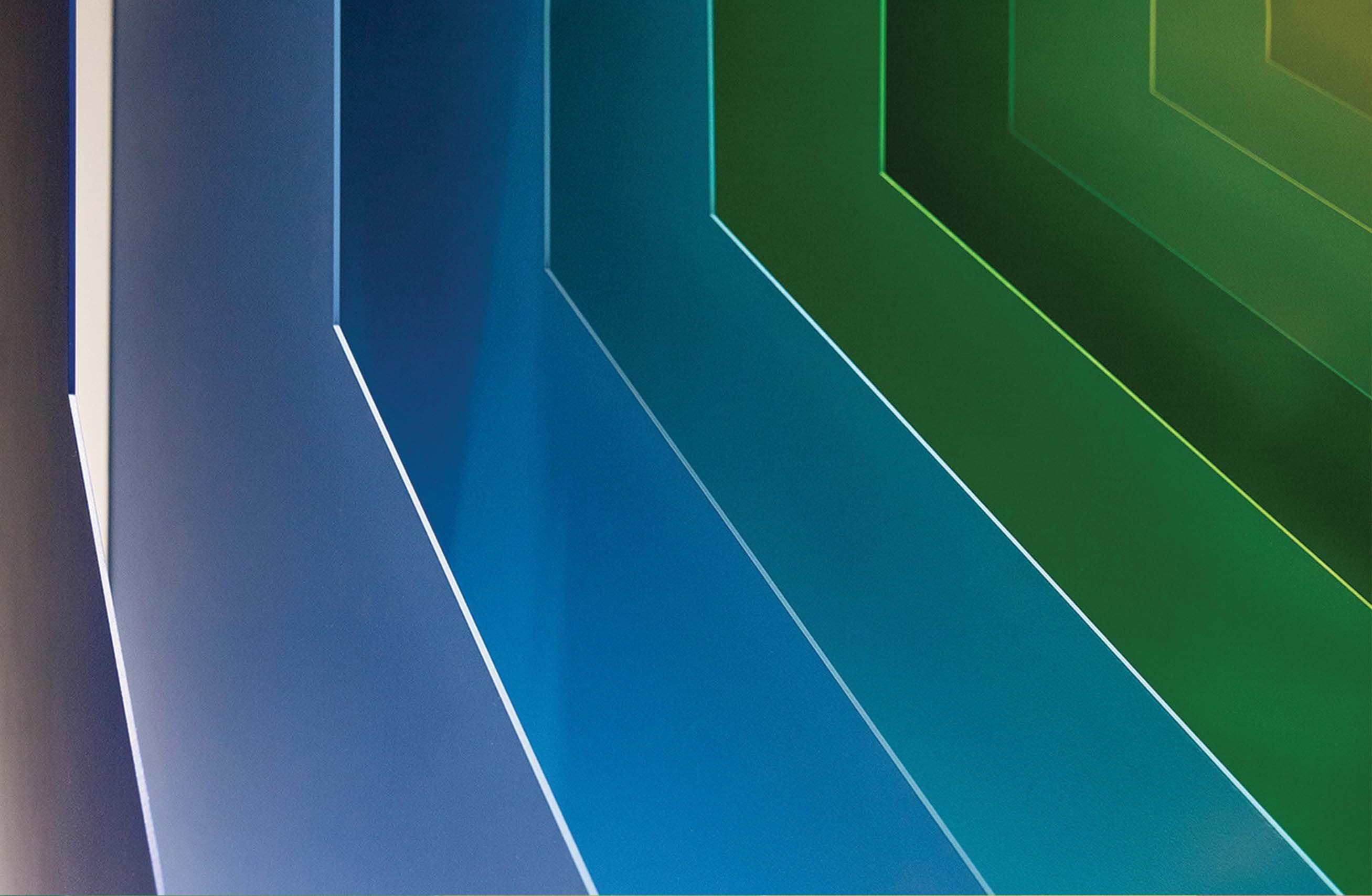 Blue faceted low-poly sculpture of an animal head, shown up close against a plain background.
