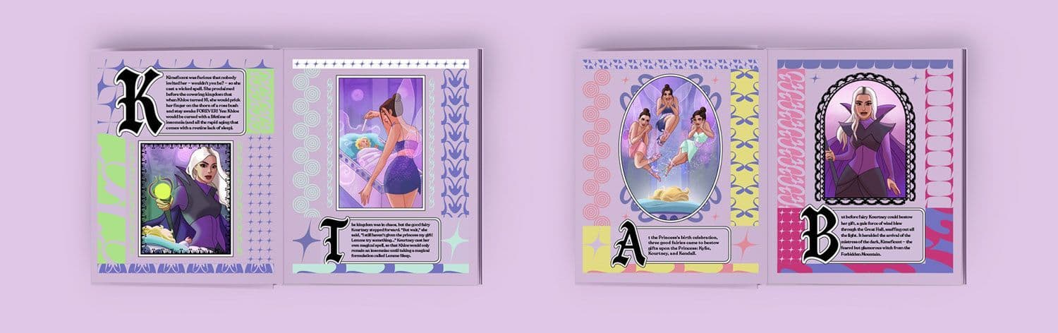 Two tarot-style branded cards labeled "K" and "I" with illustrated figures.