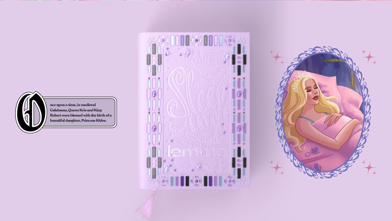 Lemme brand style guide spread showing a barcode-patterned page beside an illustrated oval-framed portrait of a woman.